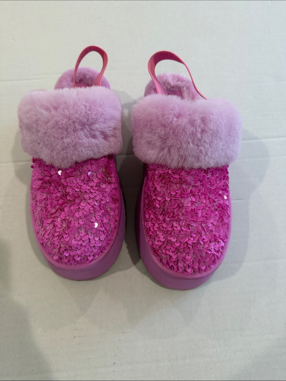 Uggs pink sequin faux slip on chunky fun kettle nib